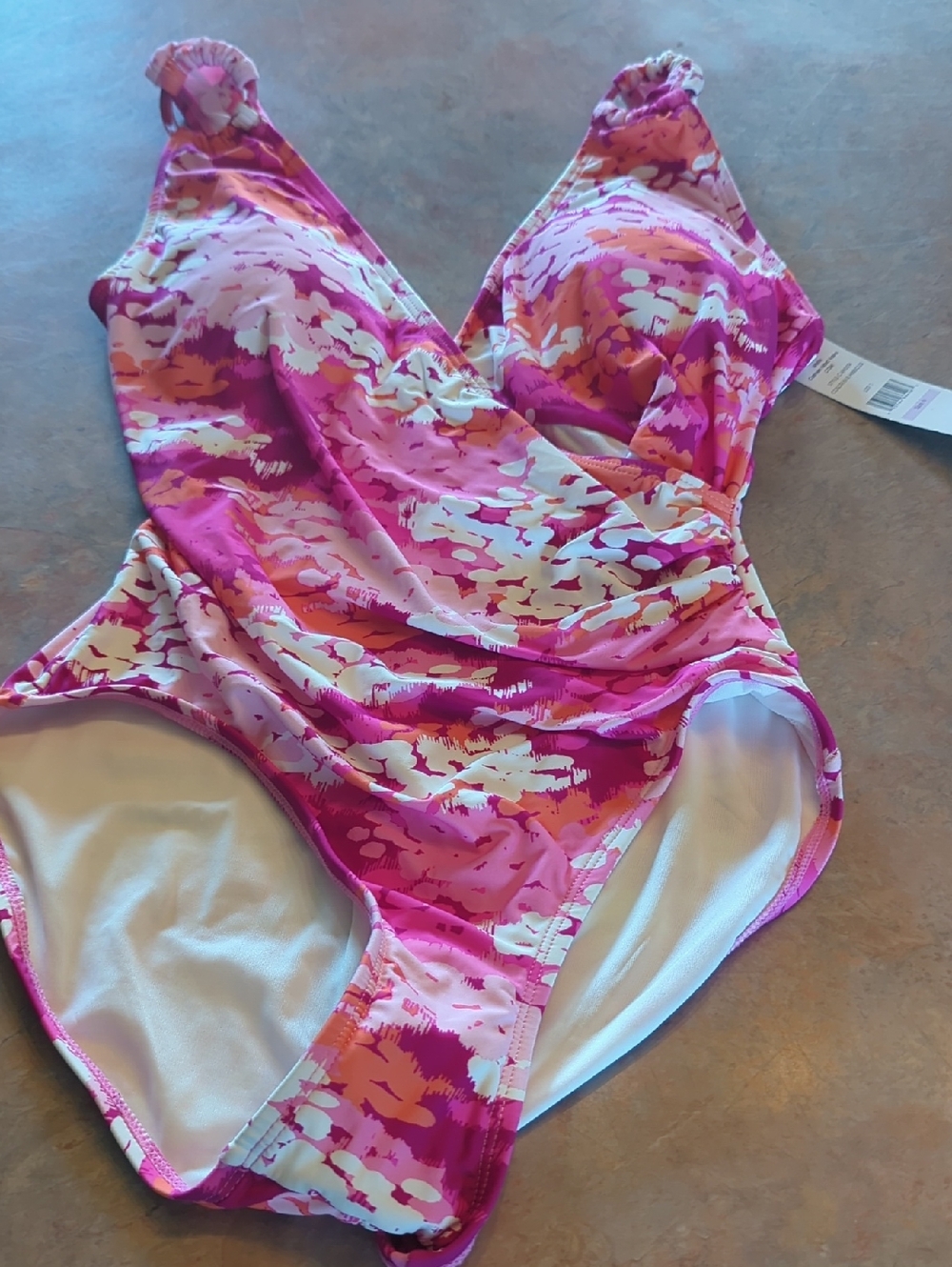 Carmen Marc Valvo Pink Floral One-Piece Swimsuit